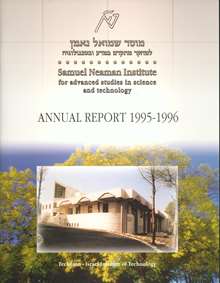 Annual Report 1995-1996 Samuel Neaman Institute