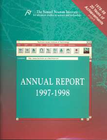 Annual Report 1997-1998 Samuel Neaman Institute