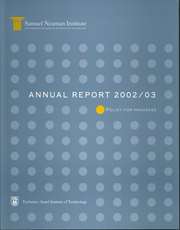Annual Report 2002-2003 Samuel Neaman Institute
