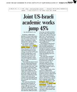 Joint US-Israeli academic works jump 45%