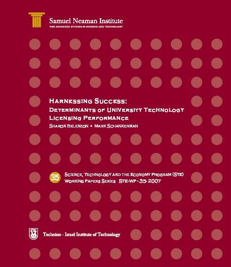 Harnessing Success: Determinants of University Technology Licensing Performance STE-WP-35