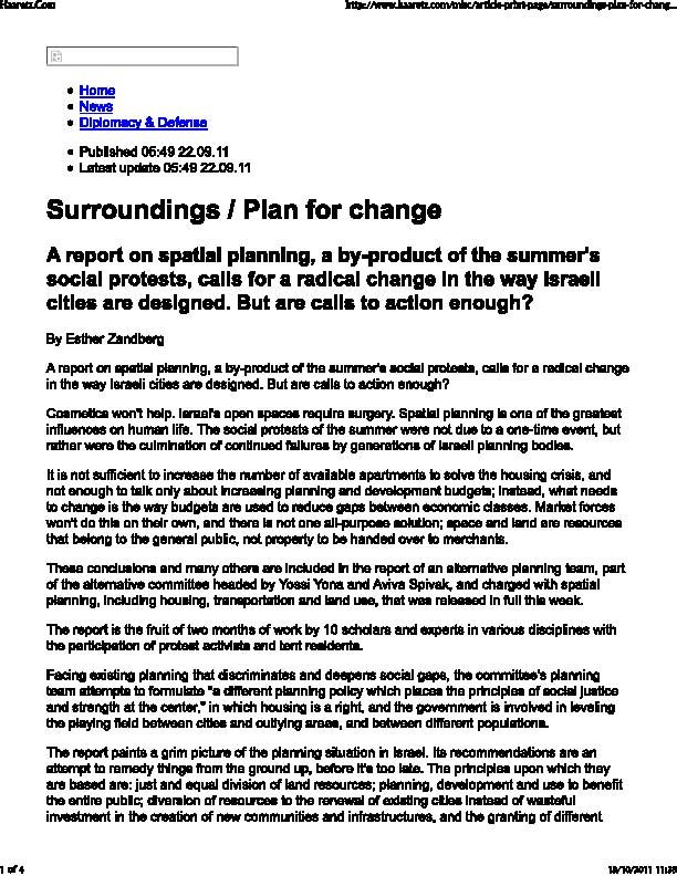 Surroundings / Plan for change