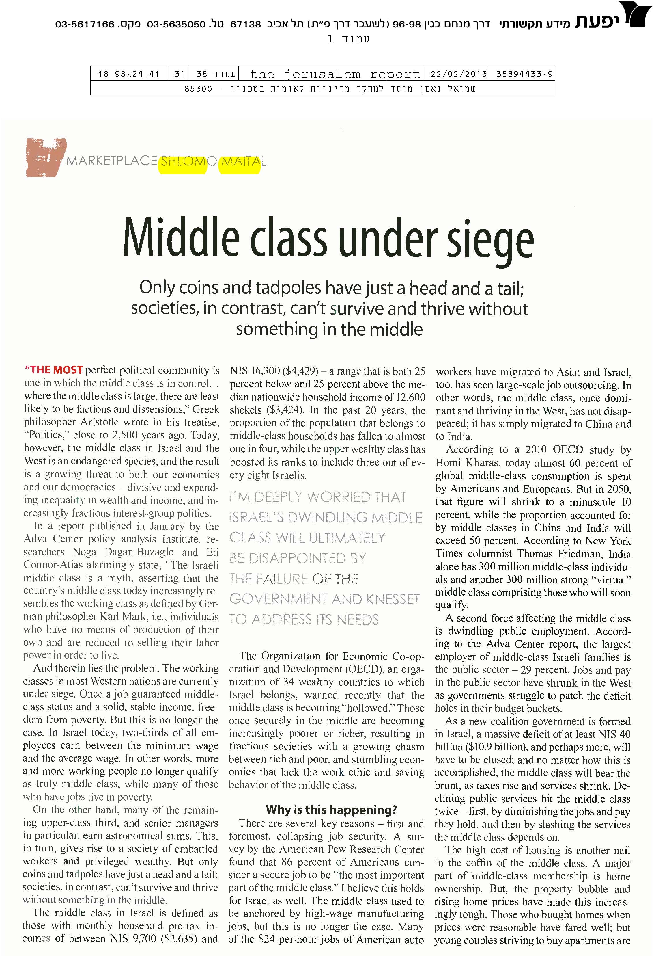 Middle class under siege