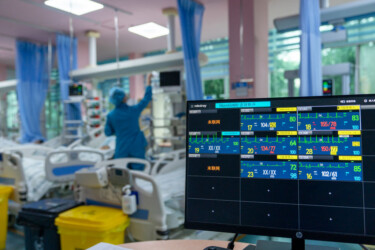 ECG monitoring instruments are being seen in the intensive care unit in Enshi, Hubei Province, China, on April 5, 2024. (Photo by Costfoto/NurPhoto via Getty Images)