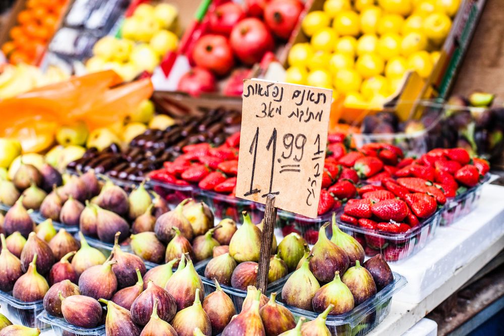 Fruits and vegetables in a market