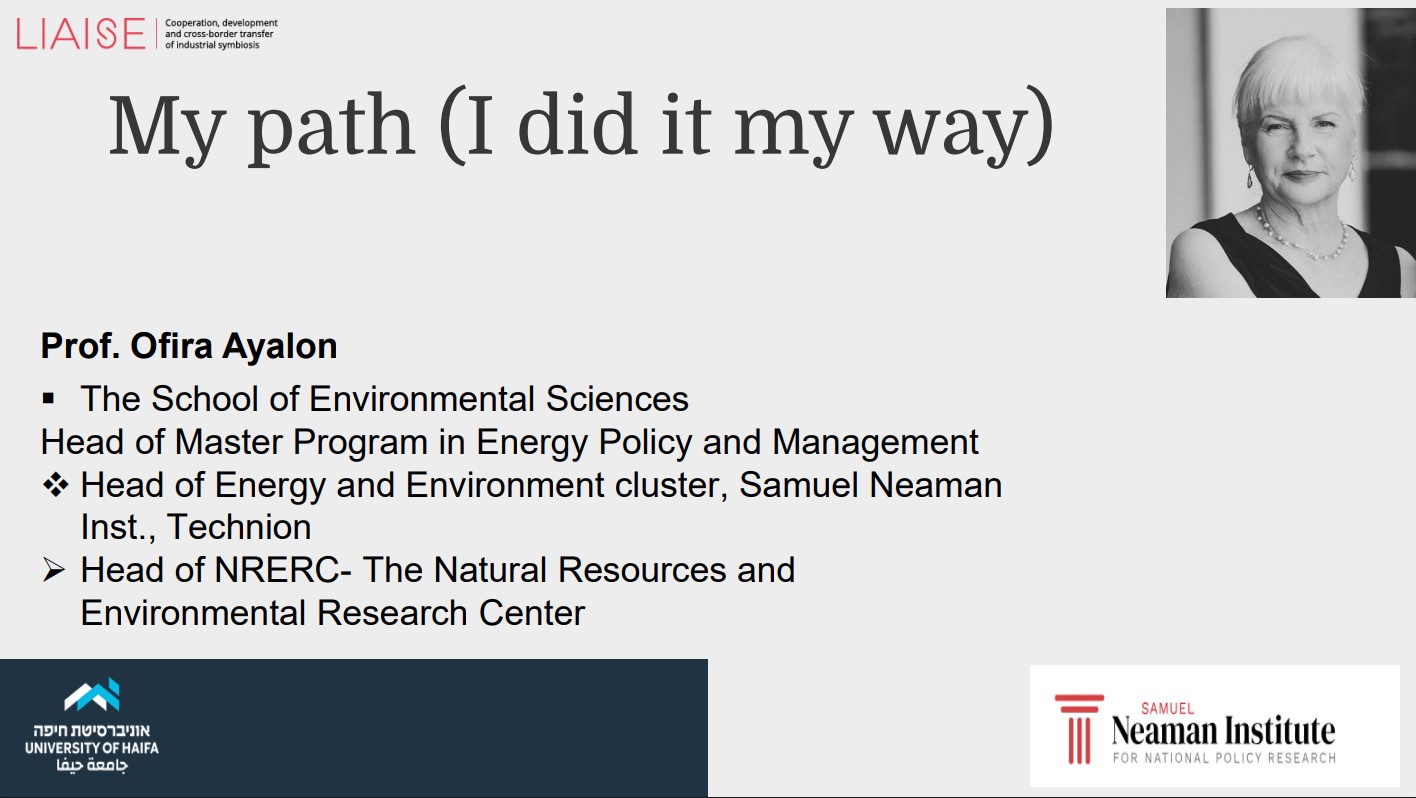 a screen shot from the webinar with Ofira Aylon picture and the words "my path (i did it my way)